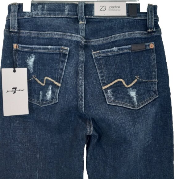 7 For All Mankind Josefina Skinny Jeans Sz 23 (24x27) NWT Button Fly Blue Denim - Picture 6 of 13